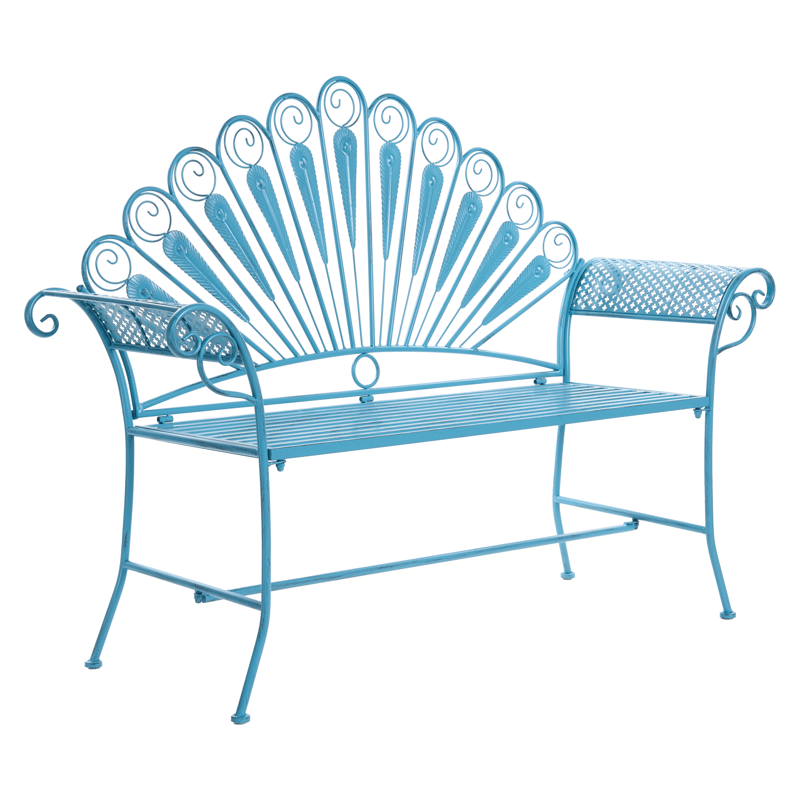 Trädgårdsbänk Pavia 146 cm J ärn - Blå - Utemöbler - Utesoffa - Trädgårdsbänk & utebänk