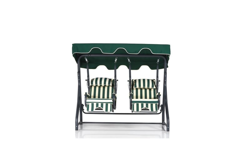 Trädgårdsdubbelgunga Bhika Vit / Grön / Svart, Vit / Grön / Svart