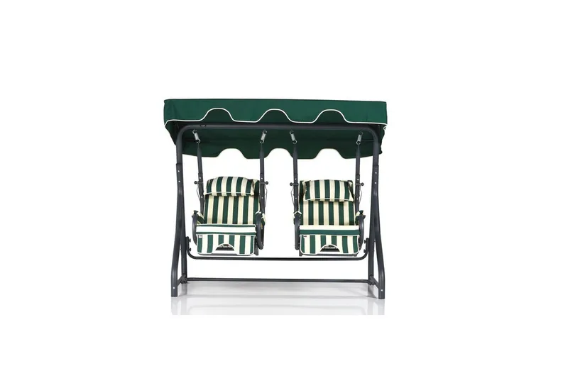 Trädgårdsdubbelgunga Bhika Vit / Grön / Svart, Vit / Grön / Svart