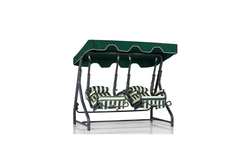 Trädgårdsdubbelgunga Bhika Vit / Grön / Svart - Vit / Grön / Svart - Utemöbler - Utesoffa - Hängsoffa