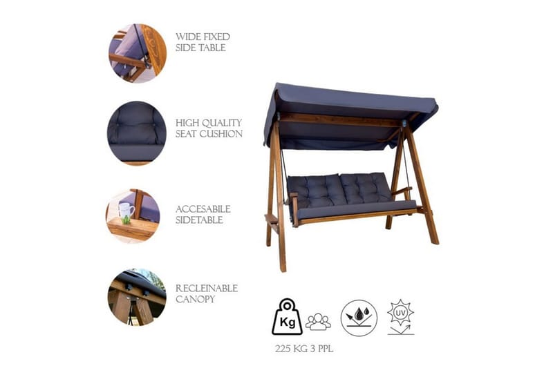 Trädgårdsdubbelgunga Taharoa Antracit - Antracit - Utemöbler - Utesoffa - Hängsoffa