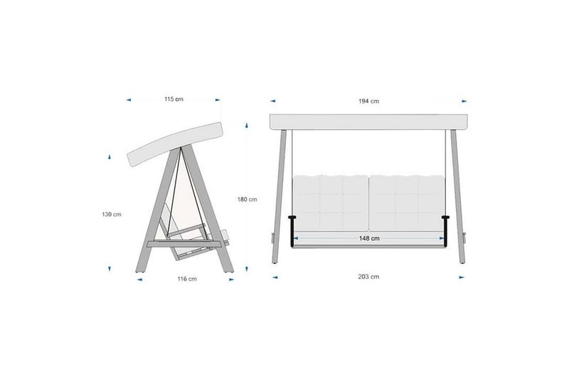 Trädgårdsdubbelgunga Taharoa Antracit - Antracit - Utemöbler - Utesoffa - Hängsoffa
