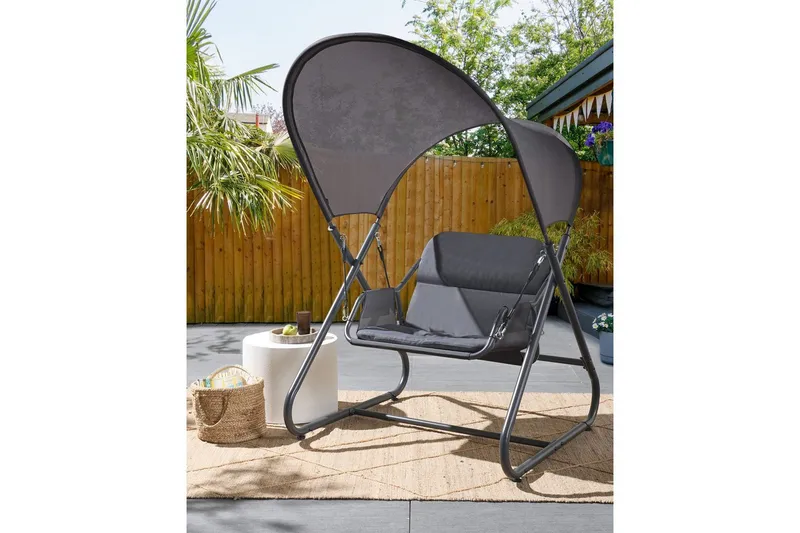 Trädgårdsgunga Solagna - Mörkgrå, 114x117x182 cm - Utemöbler - Utesoffa - Hängsoffa