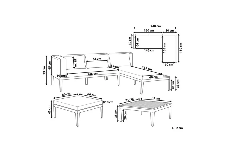 Trädgårdssoffgrupp med bord 3-sits Bracciano - Trädgård & spabad - Utemiljö - Altan & terrass - Altanmöbler
