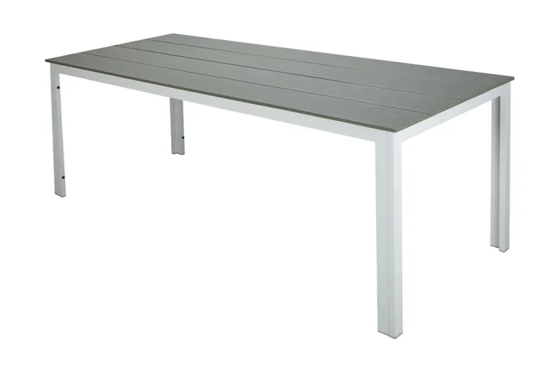 Tunis Rektangulärt Matbord utomhus 140x90 cm i plast och metall - Grå/Vit - Utemöbler - Utebord & trädgårdsbord - Matbord utomhus
