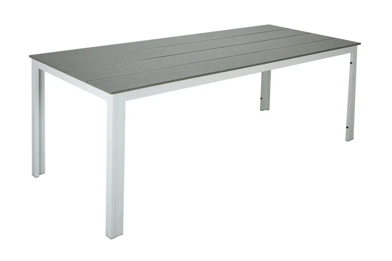 Tunis Stort Rektangulärt Matbord utomhus 205x90 cm i metall och plast - Vit/Grå - Utemöbler - Utebord & trädgårdsbord - Matbord utomhus
