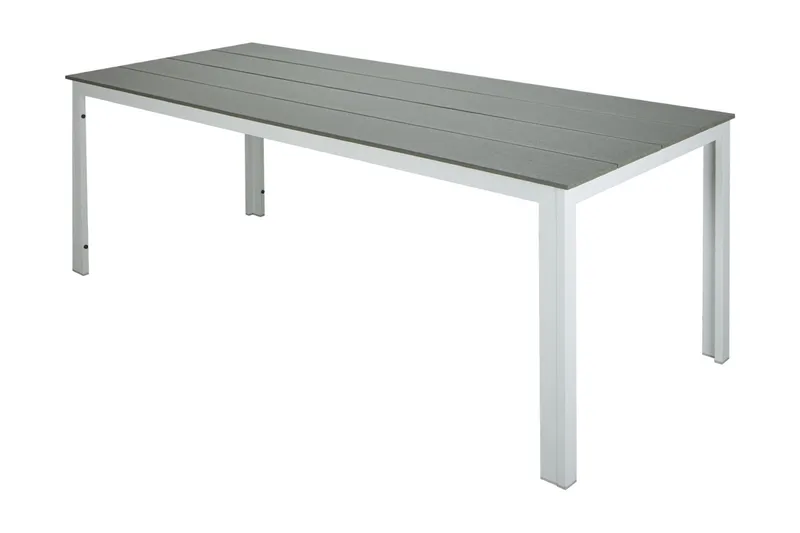 Tunis Stort Rektangulärt Matbord utomhus 205x90 cm i metall och plast - Vit/Grå - Utemöbler - Utebord & trädgårdsbord - Matbord utomhus