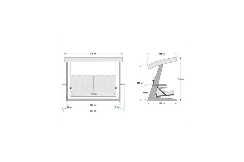 Viva Hängsoffa Utomhus 3-sits - Antracit - Utemöbler - Utesoffa - Hängsoffa
