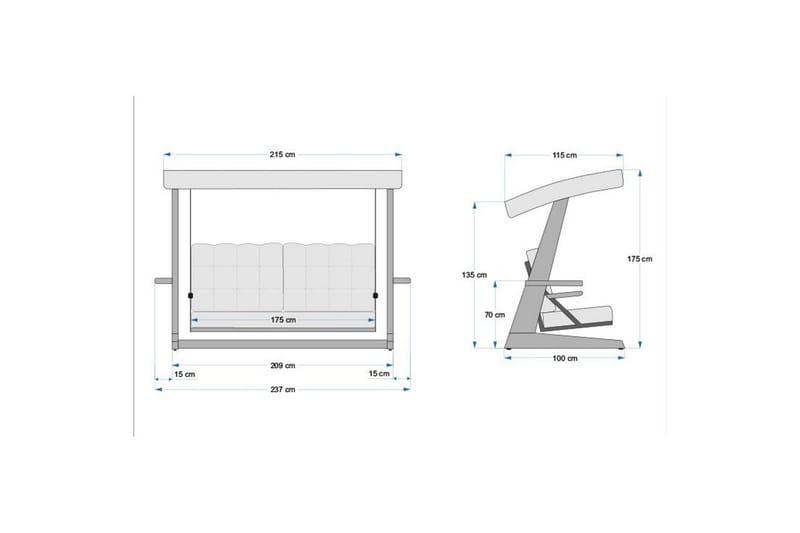 Viva Hängsoffa Utomhus 3-sits - Antracit - Utemöbler - Utesoffa - Hängsoffa