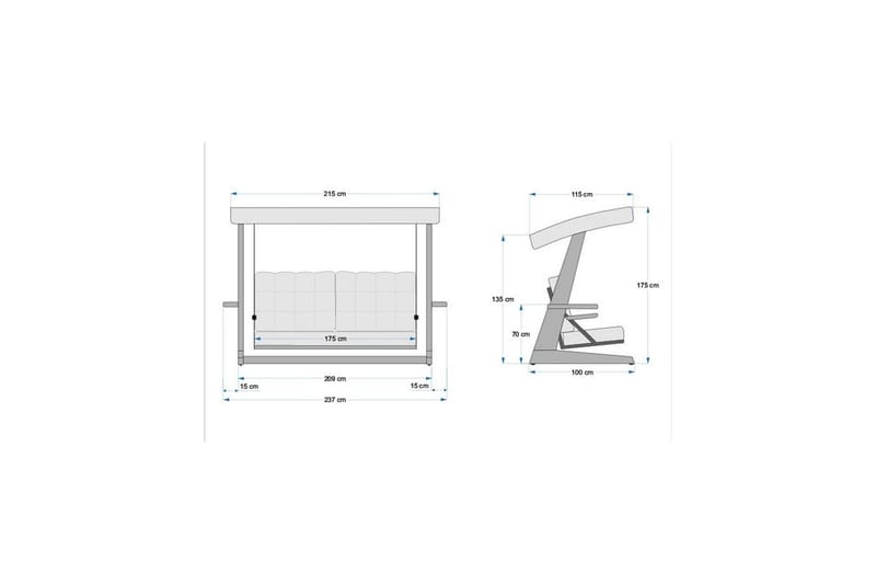 Viva Hängsoffa Utomhus 3-sits - Antracit - Utemöbler - Utesoffa - Hängsoffa