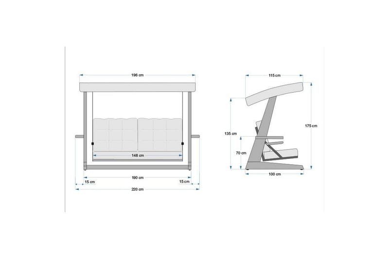 Viva Hängsoffa Utomhus 3-sits - Antracit - Utemöbler - Utesoffa - Hängsoffa