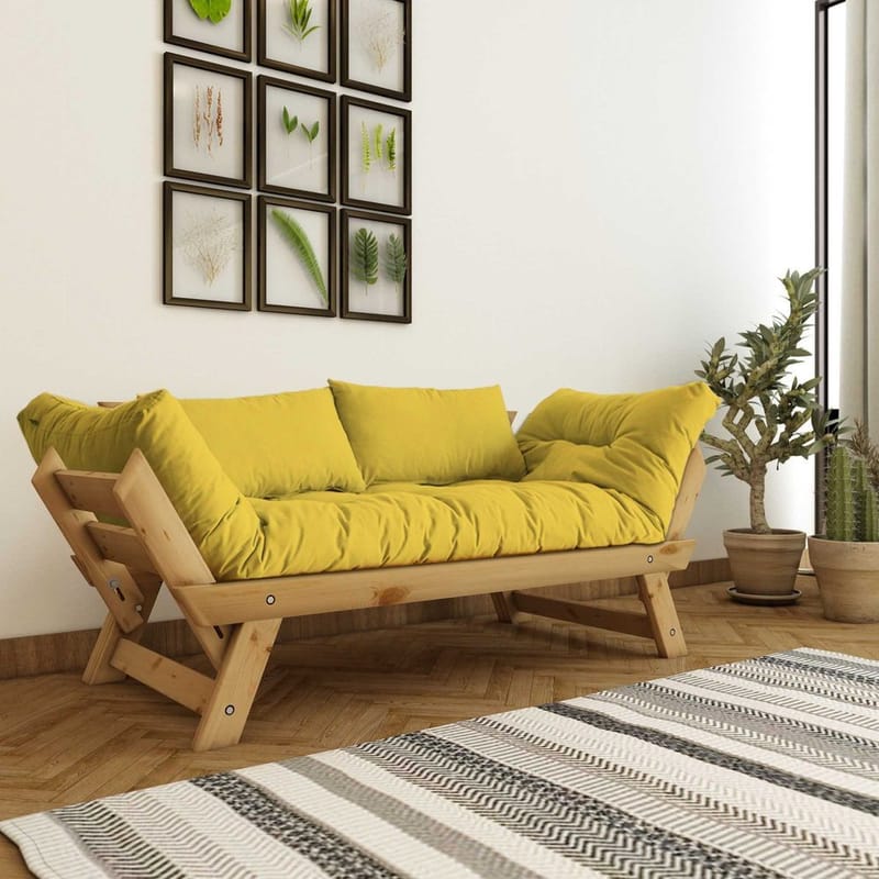 Zylar 2-sits Bäddsoffa, Gul/Natur