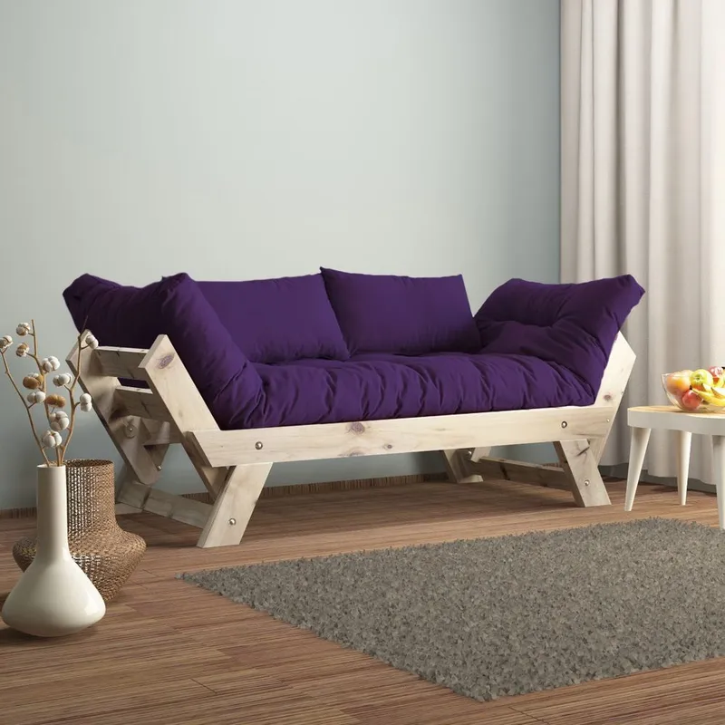 Zylar 2-sits Bäddsoffa, Lila/Natur