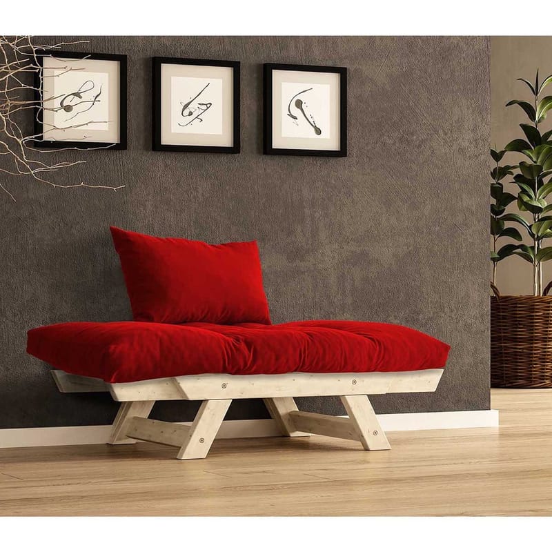 Zylar 2-sits Bäddsoffa - Natur/Röd - Möbler - Soffa - Bäddsoffa - Bäddsoffa 2 sits