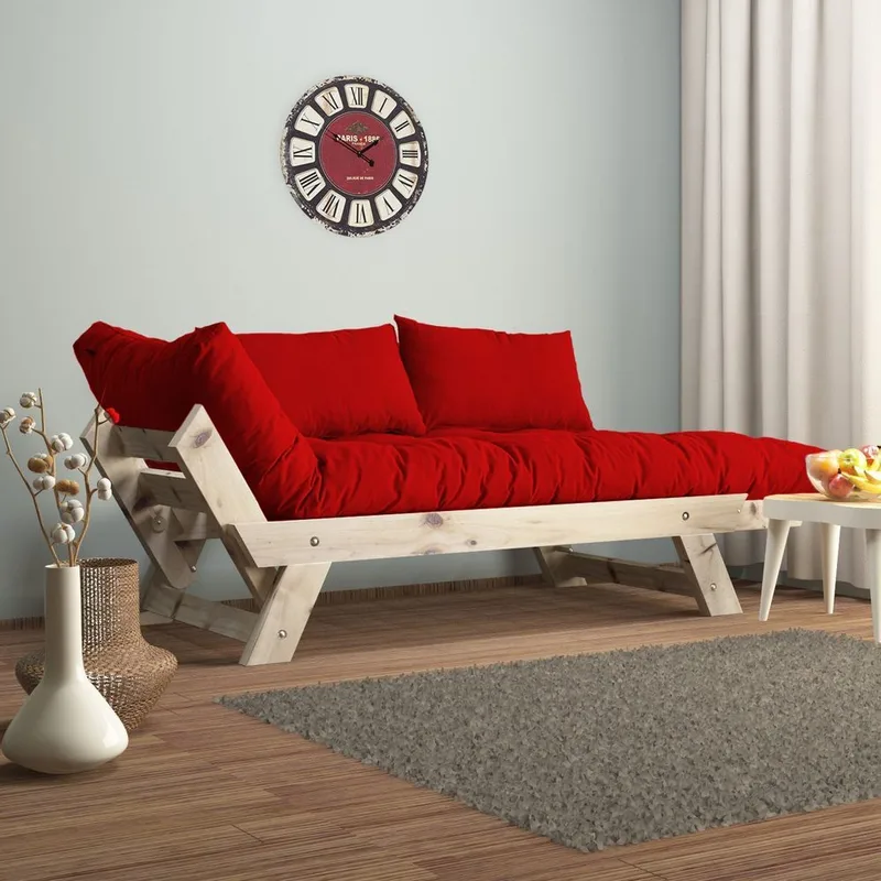 Zylar 2-sits Bäddsoffa - Natur/Röd - Möbler - Soffa - Bäddsoffa - Bäddsoffa 2 sits