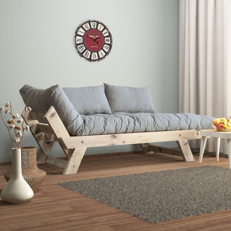 Zylar 2-sits Fällbar Bäddsoffa i Tyg med Träram - Grå|Beige - Möbler - Soffa - Bäddsoffa