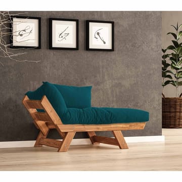 Zylar 2-sits Fällbar Bäddsoffa med Träram 75x140 cm i Linne - Brun|Blå - Möbler - Soffa - Bäddsoffa