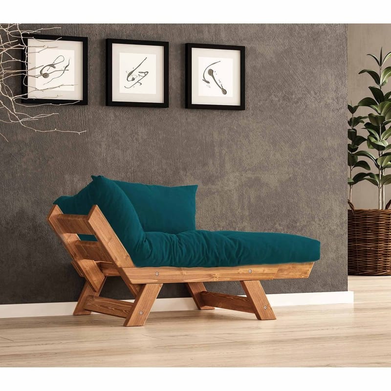 Zylar 2-sits Fällbar Bäddsoffa med Träram 75x140 cm i Linne - Brun|Blå - Möbler - Soffa - Bäddsoffa