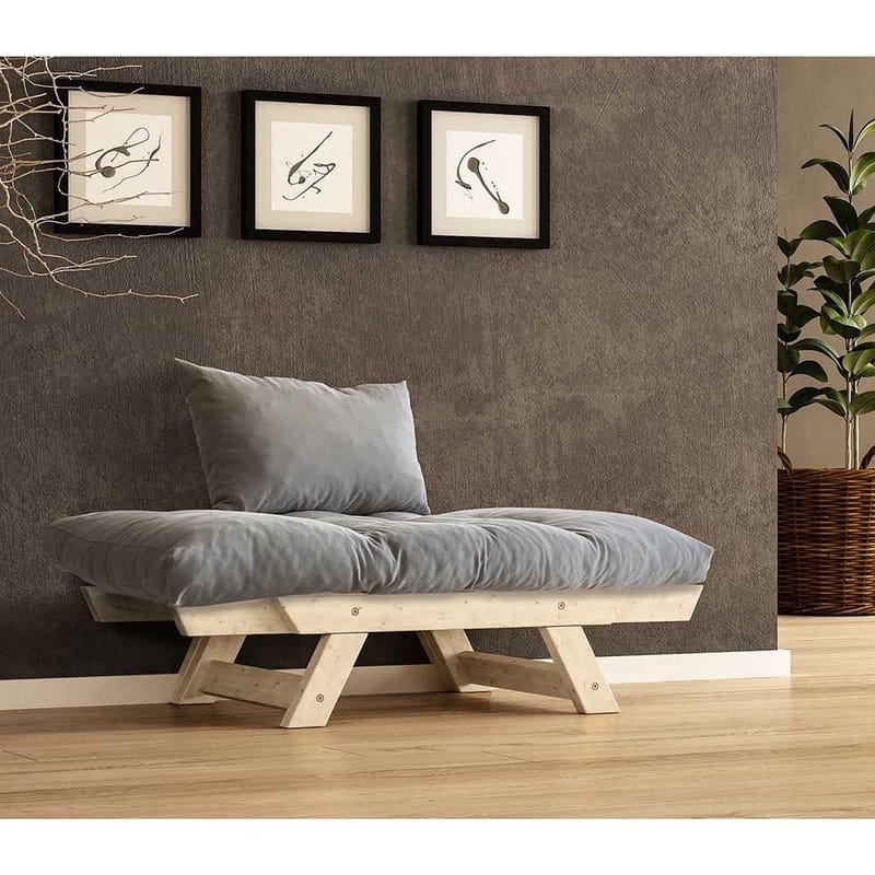 Zylar 2-sits Fällbar Bäddsoffa med Träram 75x140 cm i Linne - Grå|Beige - Möbler - Soffa - Bäddsoffa - Bäddsoffa 2 sits