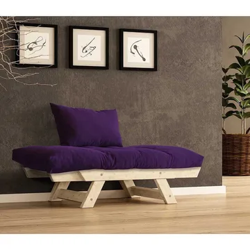 Zylar 2-sits Fällbar Bäddsoffa med Träram 75x140 cm i Linne - Lila|Beige - Möbler - Soffa - Bäddsoffa - Bäddsoffa 2 sits