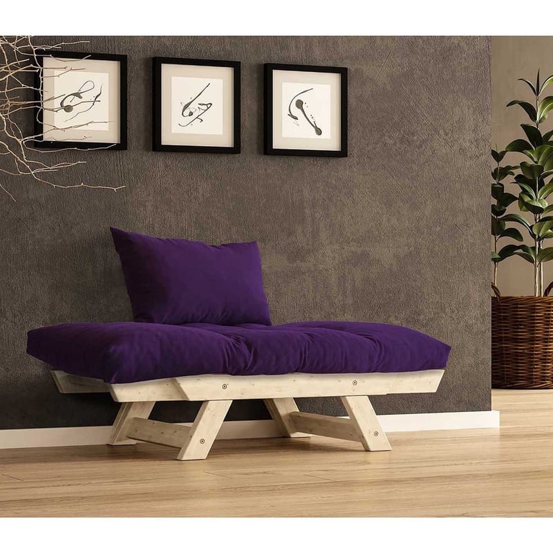 Zylar 2-sits Fällbar Bäddsoffa med Träram 75x140 cm i Linne - Lila|Beige - Möbler - Soffa - Bäddsoffa - Bäddsoffa 2 sits
