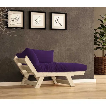 Zylar 2-sits Fällbar Bäddsoffa med Träram 75x140 cm i Linne - Lila|Beige - Möbler - Soffa - Bäddsoffa - Bäddsoffa 2 sits