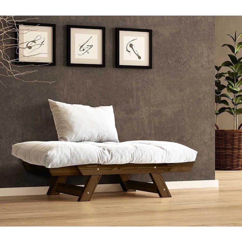 Zylar 2-sits Fällbar Bäddsoffa med Träram 75x140 cm i Linne - Vit - Möbler - Soffa - Bäddsoffa - Bäddsoffa 2 sits