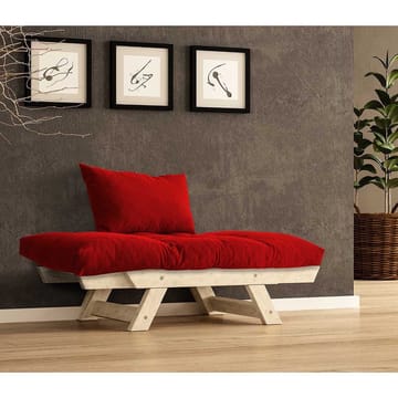 Zylar 2-sits Längsbäddad Bäddsoffa med Träram 75x140 cm i Linne - Röd|Beige - Möbler - Soffa - Bäddsoffa - Bäddsoffa 2 sits