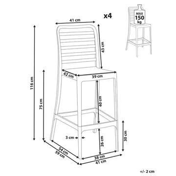Barstol Seceda 4-pack - Utemöbler - Utestol & trädgårdsstol - Barstol utomhus