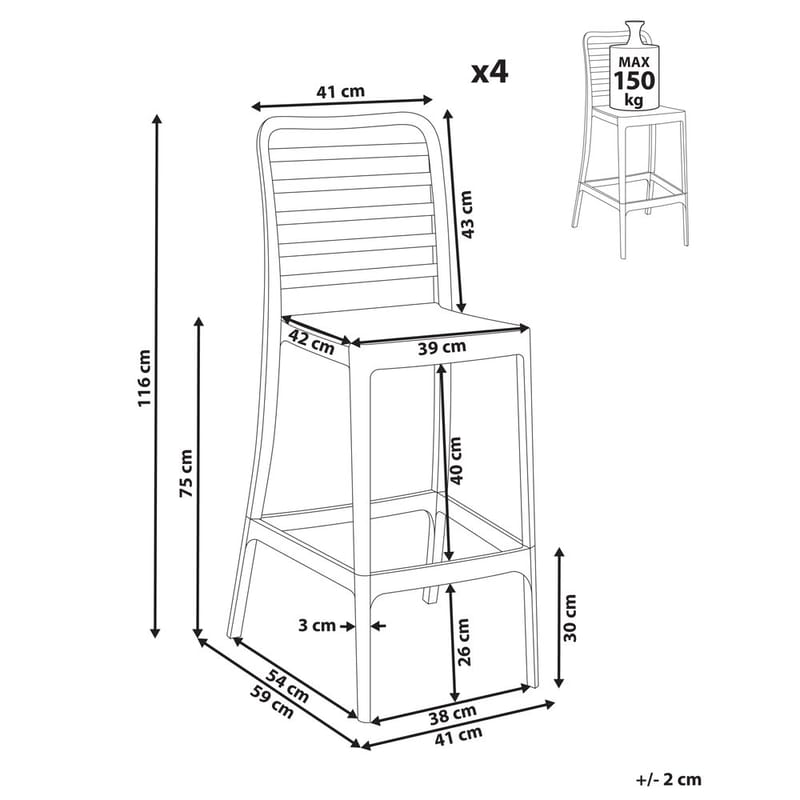 Barstol Seceda 4-pack - Utemöbler - Utestol & trädgårdsstol - Barstol utomhus