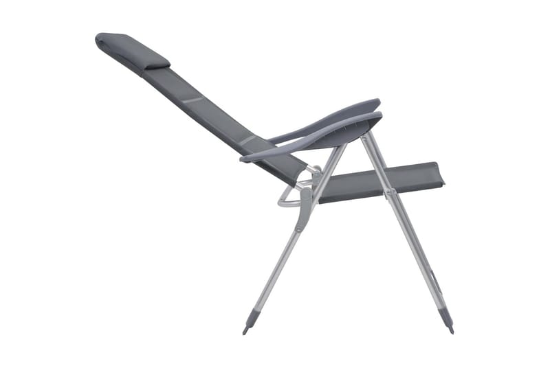 Campingstolar 2 st grå 58x69x111 cm aluminium - Grå - Utemöbler - Utestol & trädgårdsstol - Brassestolar & campingstolar