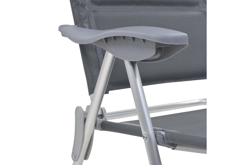 Campingstolar 2 st grå 58x69x111 cm aluminium - Grå - Utemöbler - Utestol & trädgårdsstol - Brassestolar & campingstolar