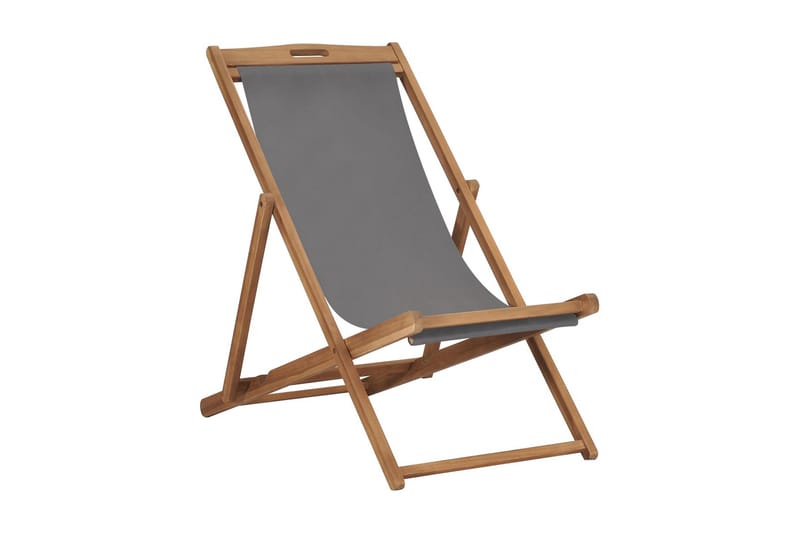 Hopfällbar strandstol massiv teak grå - Grå - Utemöbler - Utestol & trädgårdsstol - Brassestolar & campingstolar