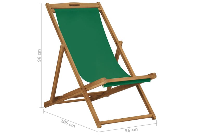 Hopfällbar strandstol massiv teak grön - Grön - Utemöbler - Utestol & trädgårdsstol - Brassestolar & campingstolar
