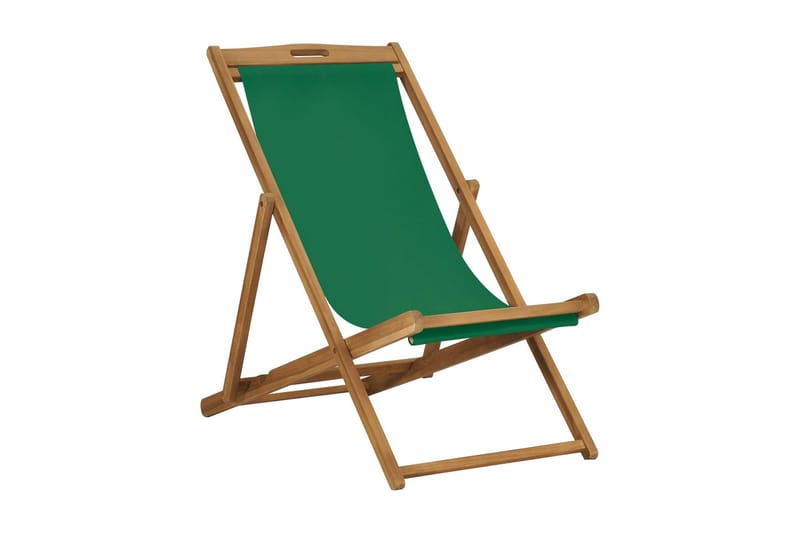 Hopfällbar strandstol massiv teak grön - Grön - Utemöbler - Utestol & trädgårdsstol - Brassestolar & campingstolar
