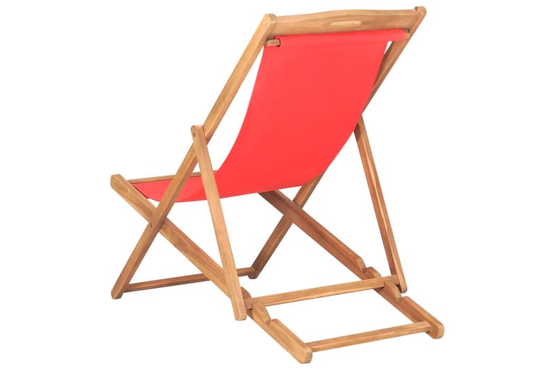 Hopfällbar strandstol massiv teak röd - Röd - Utemöbler - Utestol & trädgårdsstol - Brassestolar & campingstolar