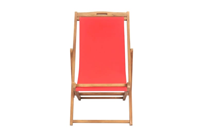 Hopfällbar strandstol massiv teak röd - Röd - Utemöbler - Utestol & trädgårdsstol - Brassestolar & campingstolar