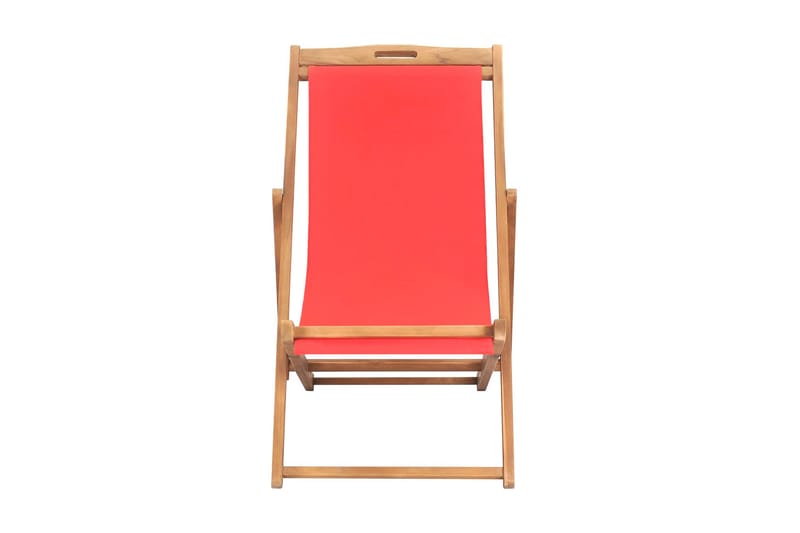 Hopfällbar strandstol massiv teak röd - Röd - Brassestolar & campingstolar - Strandstol