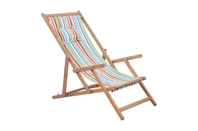 Hopfällbar strandstol tyg och träram flerfärgad - Flerfärgad - Strandstol - Brassestolar & campingstolar