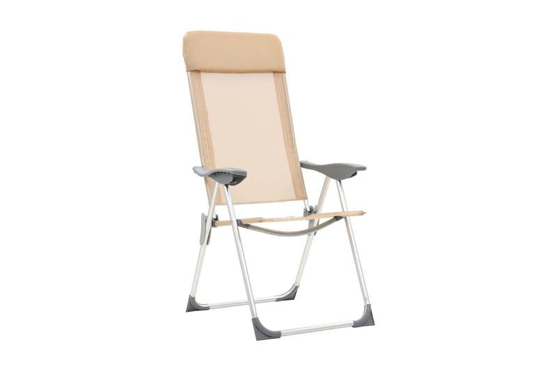 Hopfällbara campingstolar 2 st aluminium gräddvit - Vit - Utemöbler - Utestol & trädgårdsstol - Brassestolar & campingstolar