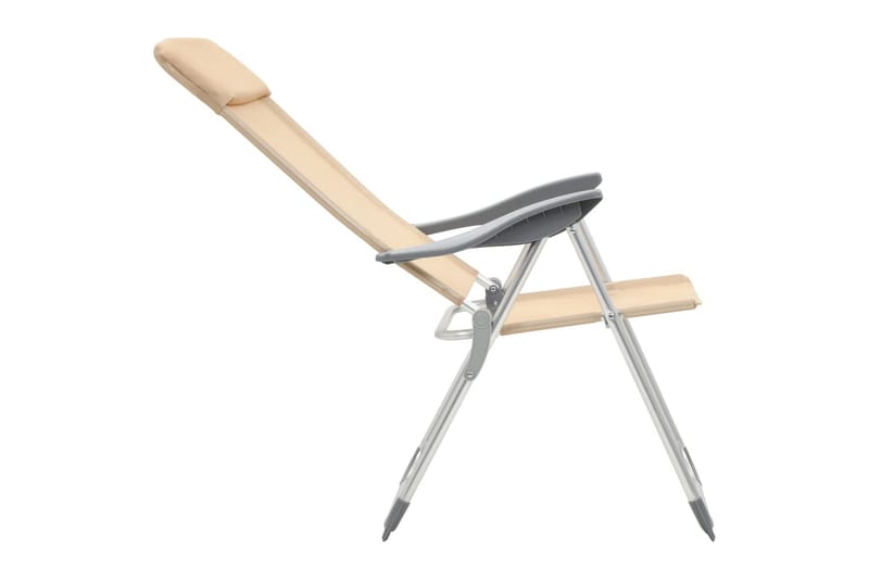 Hopfällbara campingstolar 2 st aluminium gräddvit - Vit - Utemöbler - Utestol & trädgårdsstol - Brassestolar & campingstolar