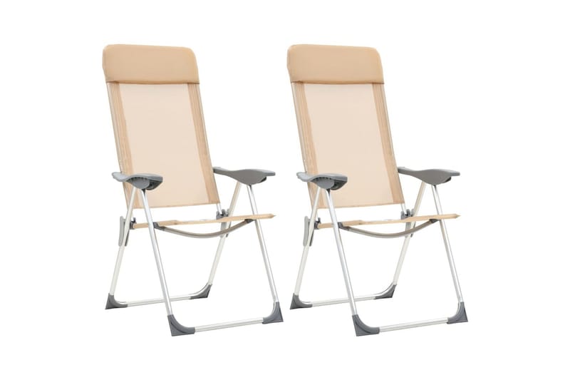 Hopfällbara campingstolar 2 st aluminium gräddvit - Vit - Utemöbler - Utestol & trädgårdsstol - Brassestolar & campingstolar