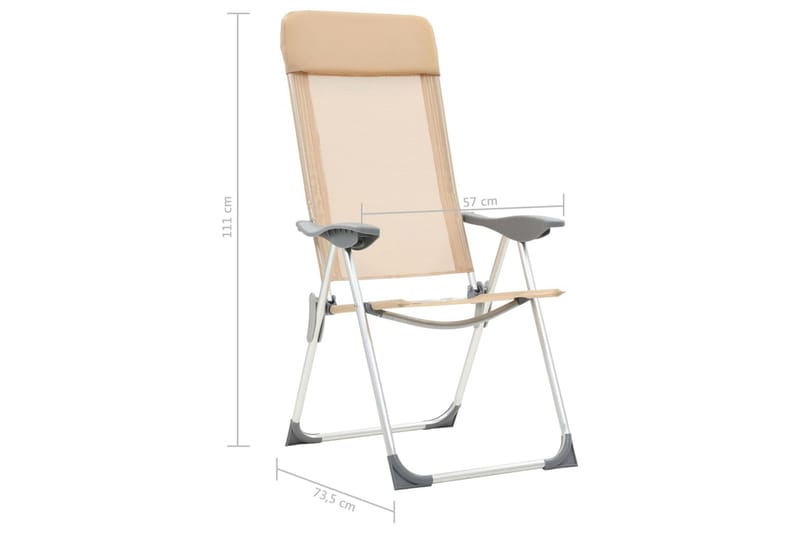 Hopfällbara campingstolar 2 st aluminium gräddvit - Vit - Utemöbler - Utestol & trädgårdsstol - Brassestolar & campingstolar