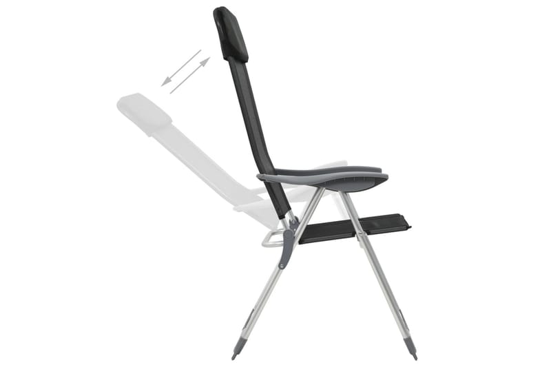 Hopfällbara campingstolar 2 st aluminium svart - Svart - Utemöbler - Utestol & trädgårdsstol - Brassestolar & campingstolar