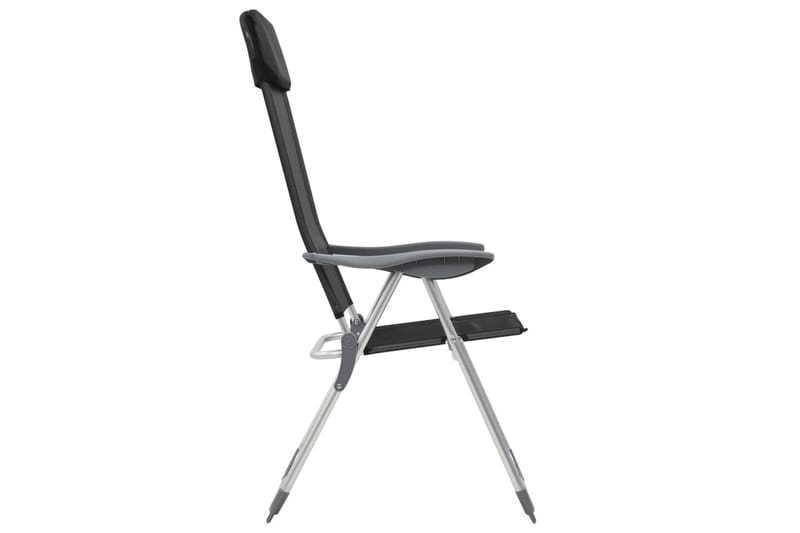Hopfällbara campingstolar 2 st aluminium svart - Svart - Utemöbler - Utestol & trädgårdsstol - Brassestolar & campingstolar
