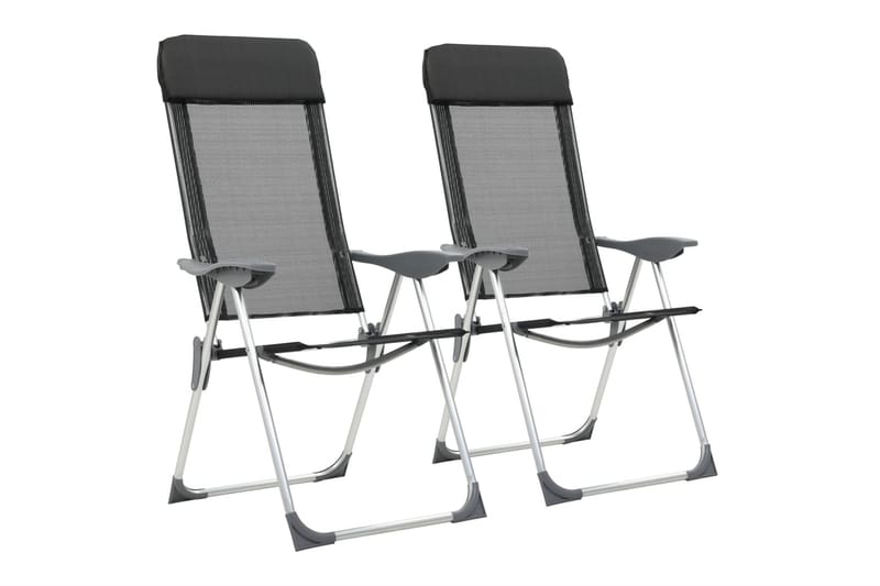 Hopfällbara campingstolar 2 st aluminium svart - Svart - Utemöbler - Utestol & trädgårdsstol - Brassestolar & campingstolar