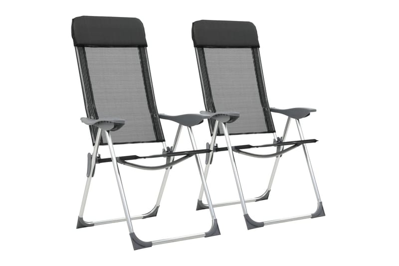 Hopfällbara campingstolar 2 st aluminium svart - Svart - Brassestolar & campingstolar - Strandstol