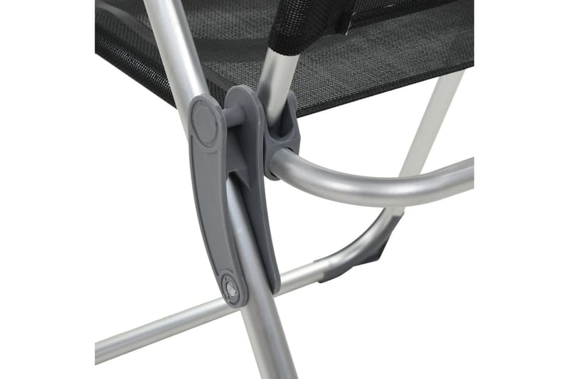 Hopfällbara campingstolar 2 st aluminium svart - Svart - Utemöbler - Utestol & trädgårdsstol - Brassestolar & campingstolar