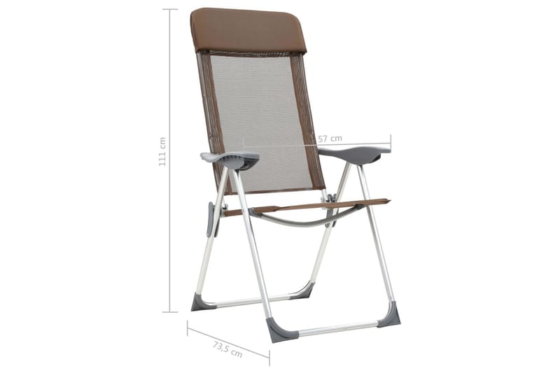 Hopfällbara campingstolar 4 st aluminium brun - Brun - Utemöbler - Utestol & trädgårdsstol - Brassestolar & campingstolar