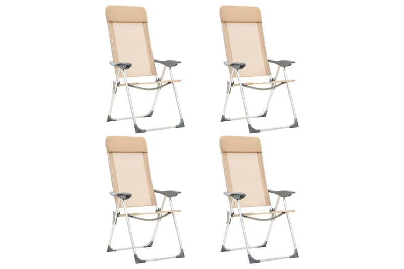 Hopfällbara campingstolar 4 st aluminium gräddvit - Vit - Utemöbler - Utestol & trädgårdsstol - Brassestolar & campingstolar
